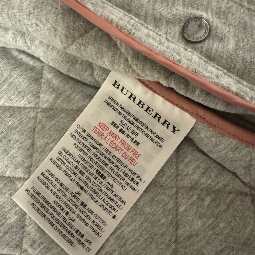 Burberry Pink Quilted Jacket - size 18mo
